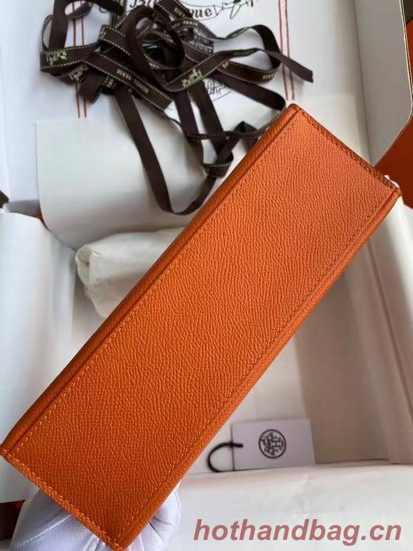 Hermes Original Epsom Leather KEL2278 orange&Silver-Tone Metal