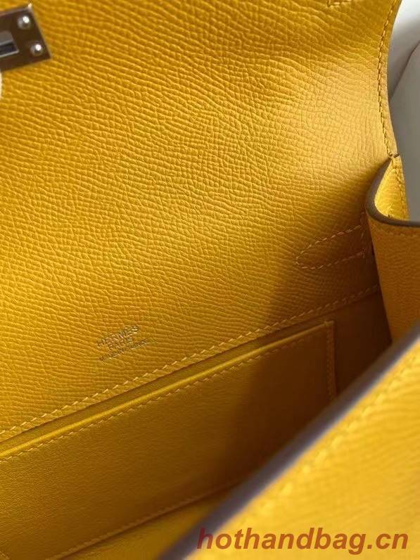 Hermes Original Epsom Leather KEL2278 yellow&Silver-Tone Metal