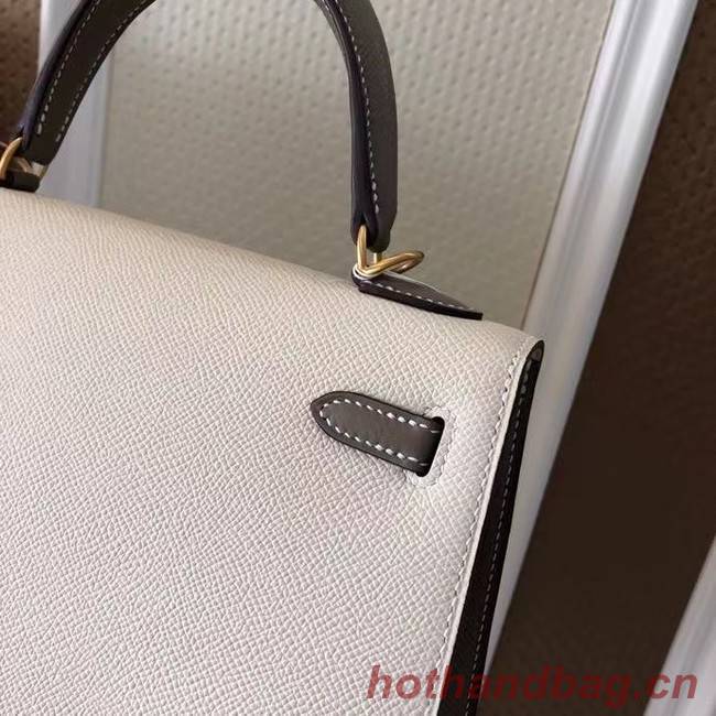 Hermes Original Epsom Leather KEL2578 white&grey