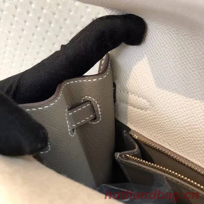 Hermes Original Epsom Leather KEL2578 white&grey