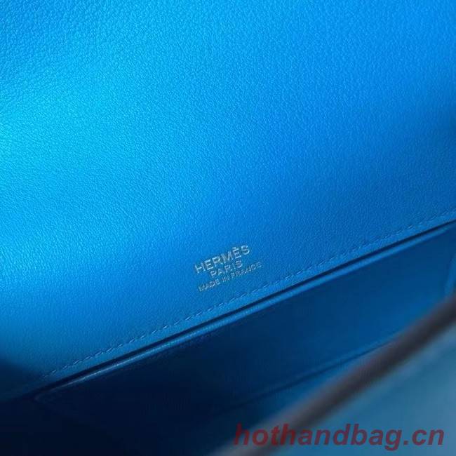 Hermes Original swift Leather KEL2278 blue&Silver-Tone Metal