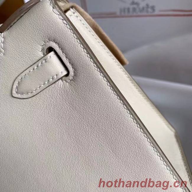 Hermes Original swift Leather KEL2278 white&Silver-Tone Metal