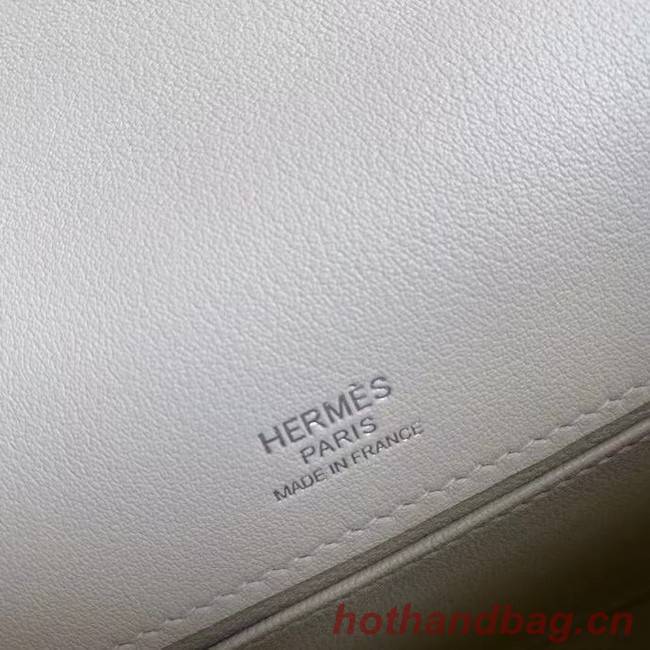 Hermes Original swift Leather KEL2278 white&Silver-Tone Metal