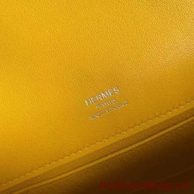 Hermes Original swift Leather KEL2278 yellow&Silver-Tone Metal