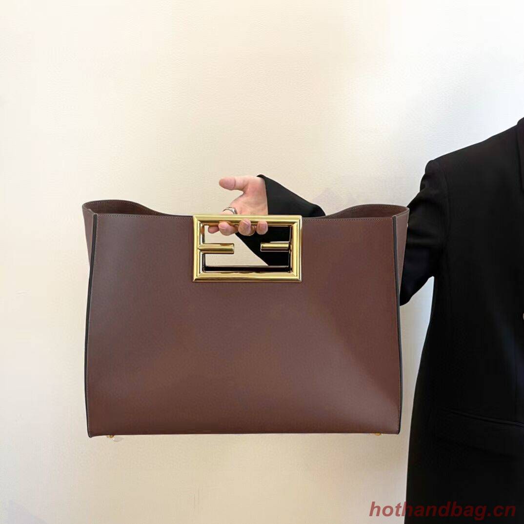 FENDI WAY MEDIUM leather bag 8BH391AAI Dark brown