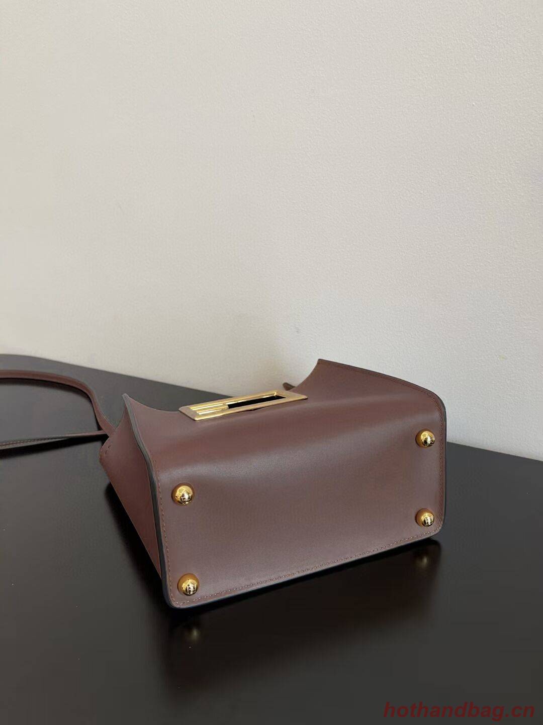 FENDI WAY small leather bag 5FB6846 Dark brown