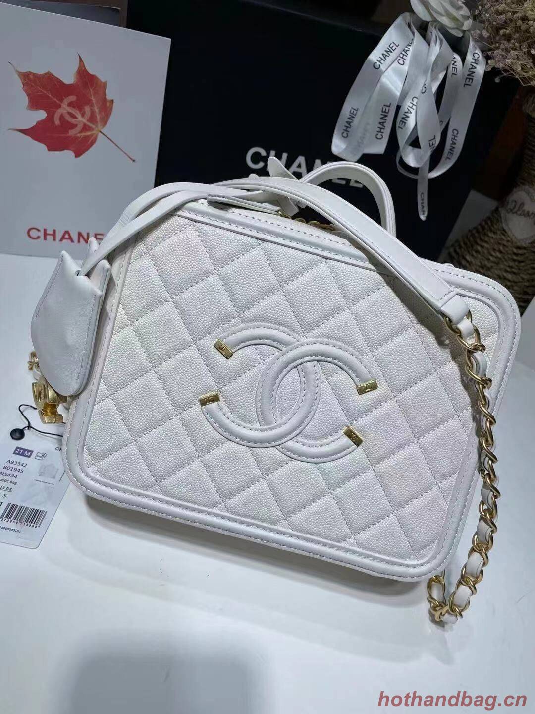 Chanel Original Leather Medium Cosmetic Bag 93443 White