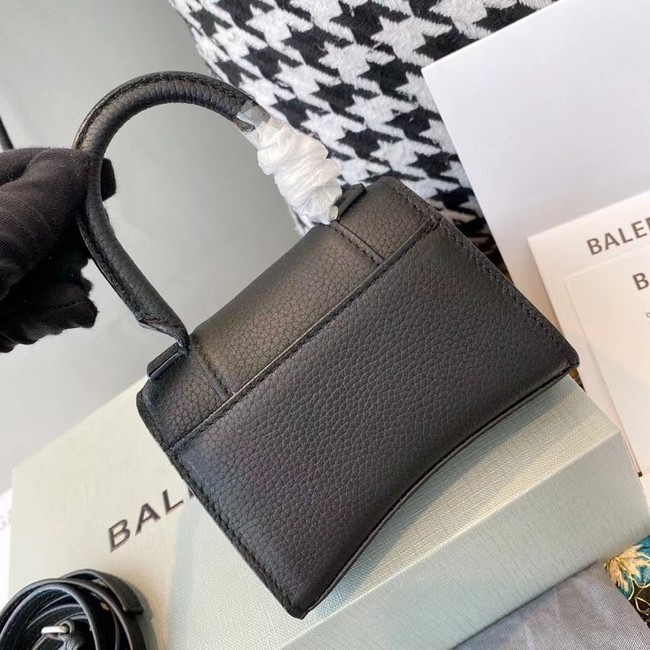 Balenciaga WOMENS HOURGLASS MINI TOP HANDLE BAG Grained calsfkin M8000 black