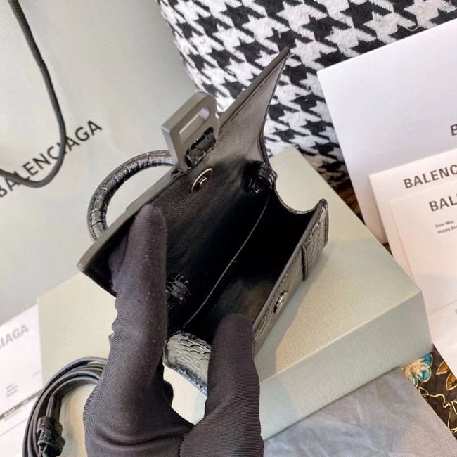 Balenciaga WOMENS HOURGLASS MINI TOP HANDLE BAG M8000 BLACK