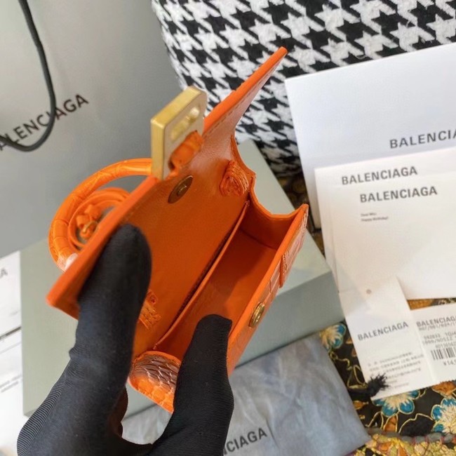 Balenciaga WOMENS HOURGLASS MINI TOP HANDLE BAG M8000 ORANGE