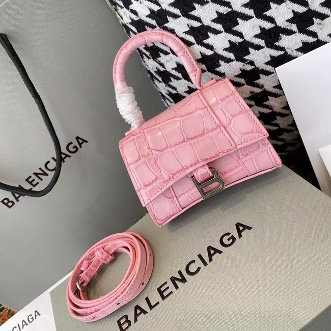Balenciaga WOMENS HOURGLASS MINI TOP HANDLE BAG M8000 PINK