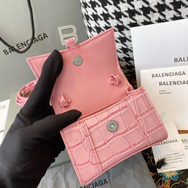 Balenciaga WOMENS HOURGLASS MINI TOP HANDLE BAG M8000 PINK