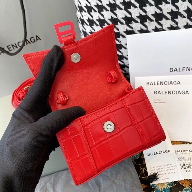 Balenciaga WOMENS HOURGLASS MINI TOP HANDLE BAG M8000 RED