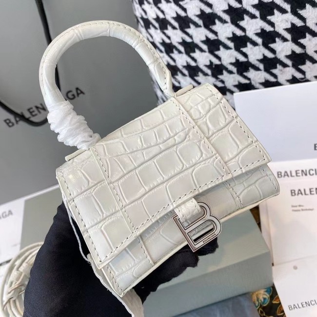 Balenciaga WOMENS HOURGLASS MINI TOP HANDLE BAG M8000 WHITE