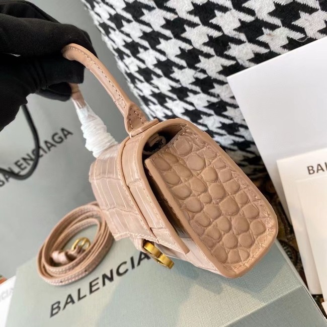 Balenciaga WOMENS HOURGLASS MINI TOP HANDLE BAG M8000 apricot