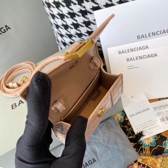 Balenciaga WOMENS HOURGLASS MINI TOP HANDLE BAG M8000 apricot