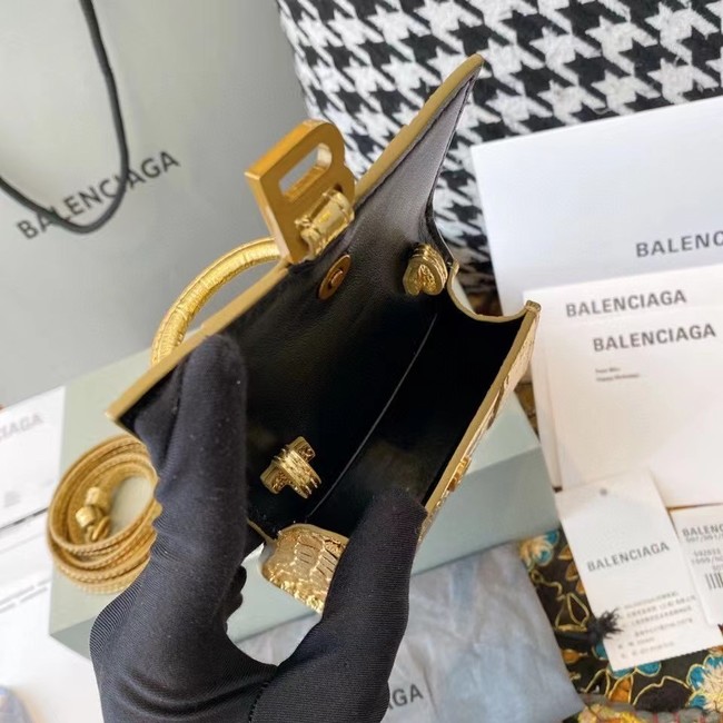 Balenciaga WOMENS HOURGLASS MINI TOP HANDLE BAG M8000 gold
