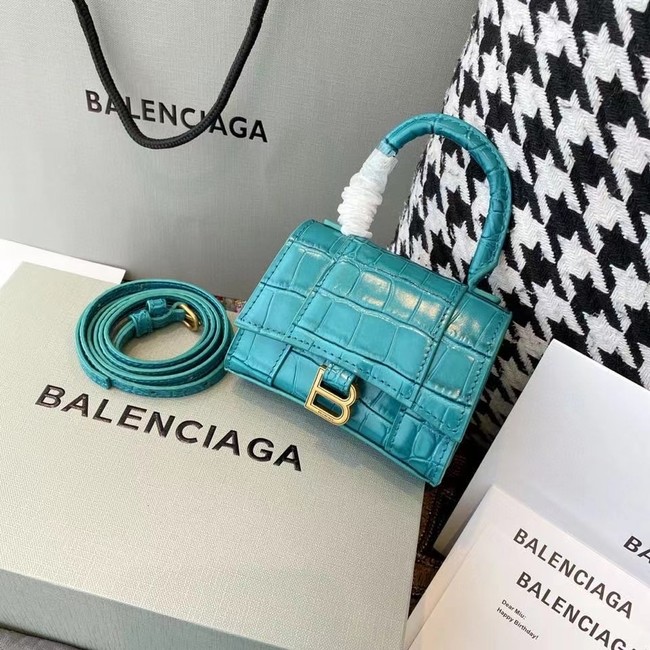 Balenciaga WOMENS HOURGLASS MINI TOP HANDLE BAG M8000 light blue