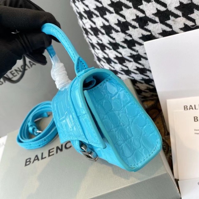 Balenciaga WOMENS HOURGLASS MINI TOP HANDLE BAG M8000 sky blue