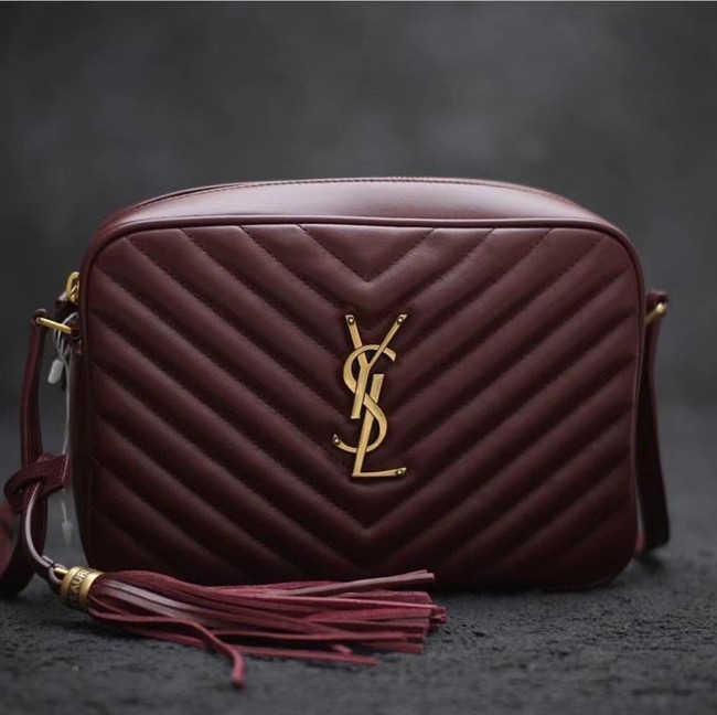 Yves Saint Laurent LOU CAMERA BAG IN QUILTED LEATHER 81000 ROUGE LEGION