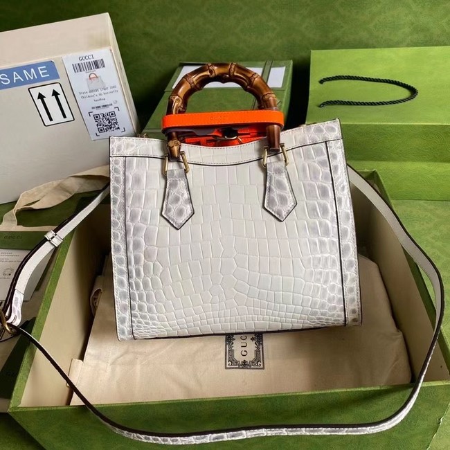 Gucci Diana small crocodile tote bag 660195 white
