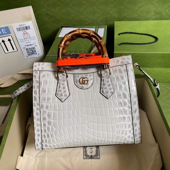 Gucci Diana small crocodile tote bag 660195 white