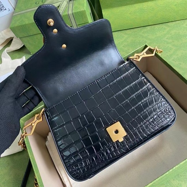 Gucci GG Marmont crocodile mini top handle bag 547260 black