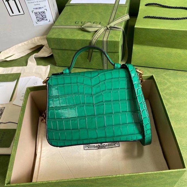 Gucci GG Marmont crocodile mini top handle bag 547260 green
