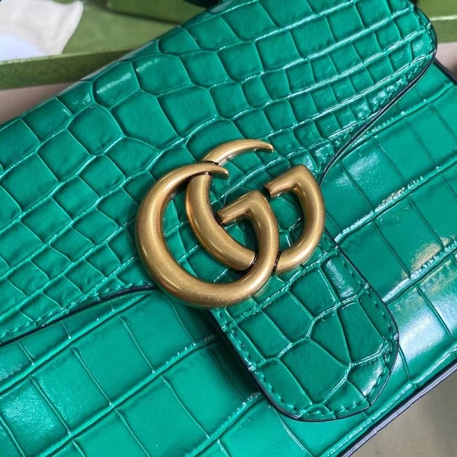 Gucci GG Marmont crocodile mini top handle bag 547260 green