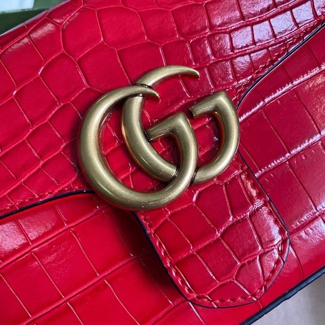 Gucci GG Marmont crocodile mini top handle bag 547260 red