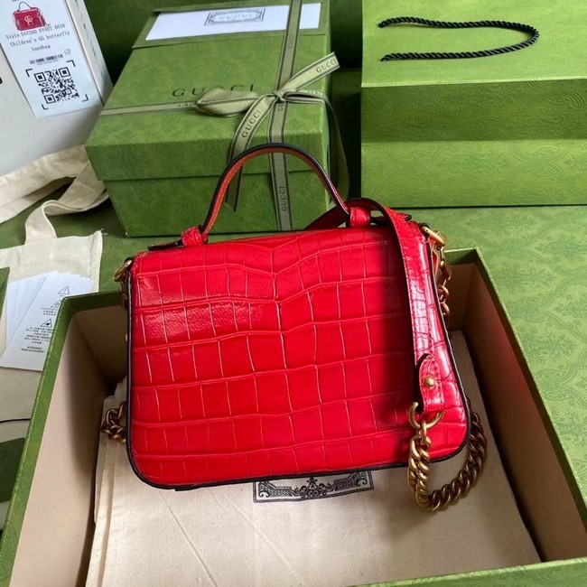 Gucci GG Marmont crocodile mini top handle bag 547260 red