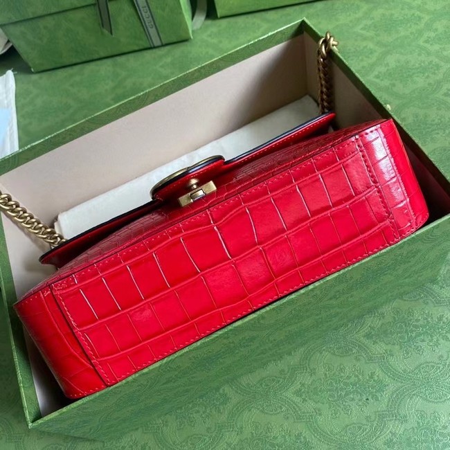 Gucci GG Marmont crocodile small shoulder bag 443497 red