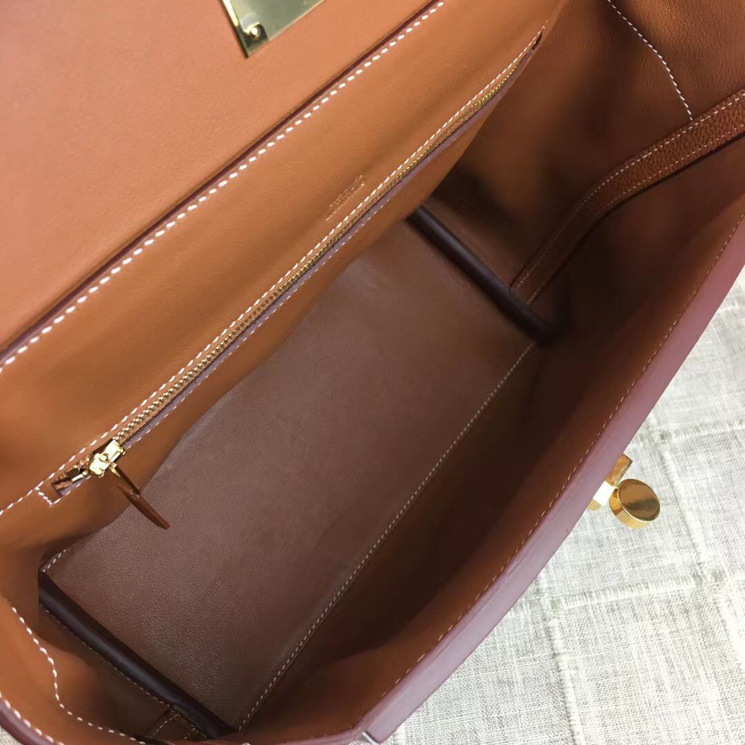 Hermes Kelly Original togo Leather Tote Bag H2424 Brown