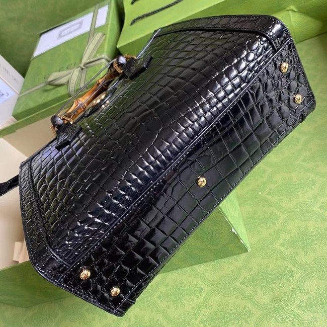 Gucci Diana small crocodile tote bag 660195 Black