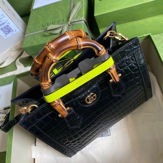 Gucci Diana small crocodile tote bag 660195 Black