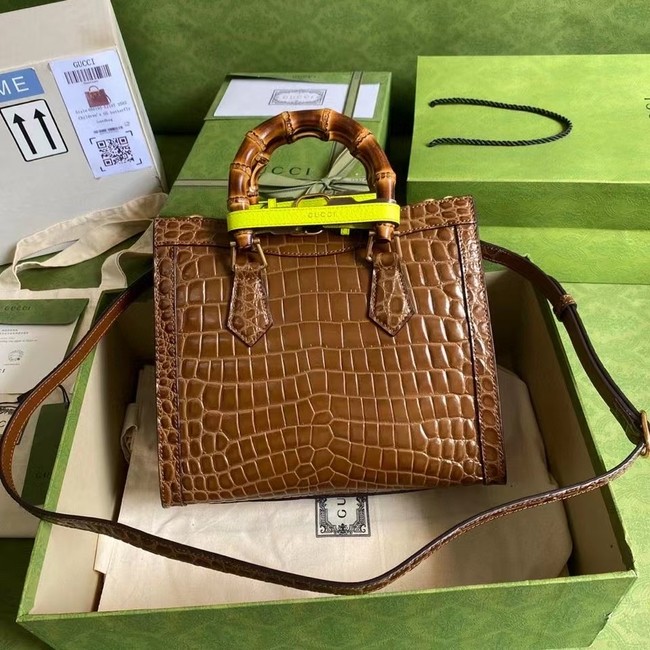 Gucci Diana small crocodile tote bag 660195 Brown