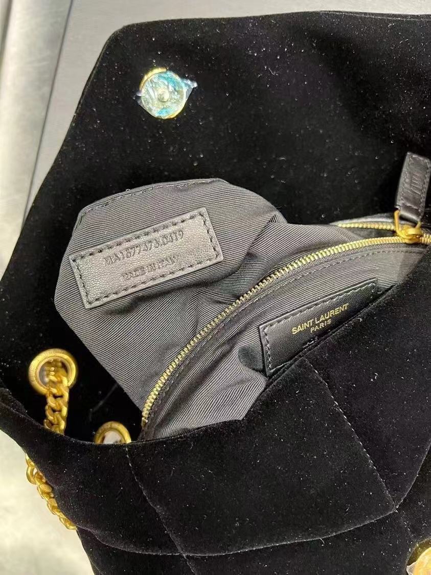 Yves Saint Laurent PUFFER SMALL BAG IN VELVET AND LAMBSKIN 747627 black Yves Saint Laurent PUFFER SMALL BAG IN VELVET AND LAMBSKIN 747627 black