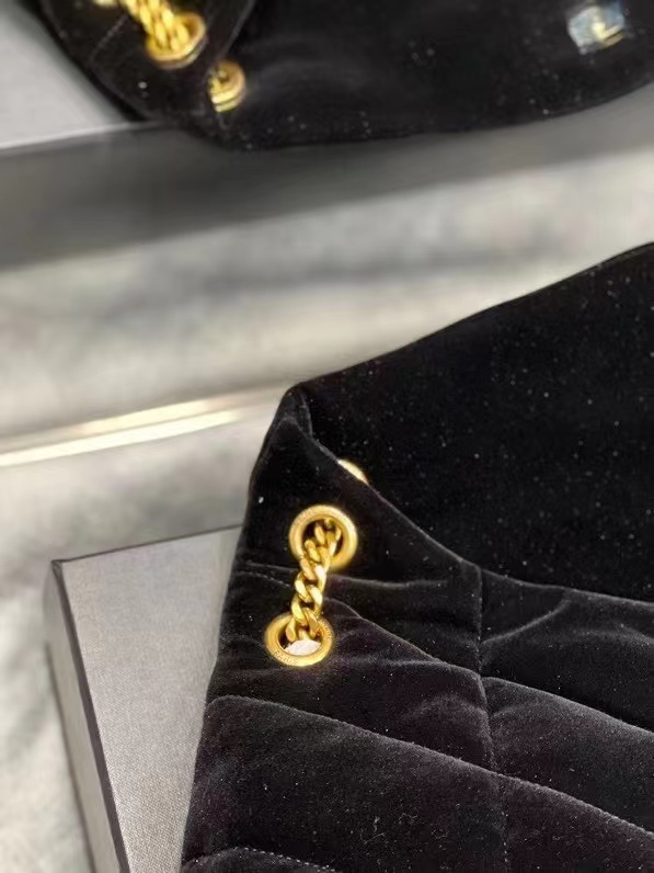 Yves Saint Laurent PUFFER SMALL BAG IN VELVET AND LAMBSKIN 747627 black Yves Saint Laurent PUFFER SMALL BAG IN VELVET AND LAMBSKIN 747627 black