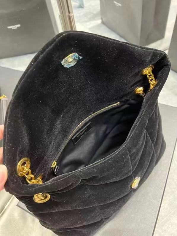 Yves Saint Laurent PUFFER SMALL BAG IN VELVET AND LAMBSKIN 747627 black Yves Saint Laurent PUFFER SMALL BAG IN VELVET AND LAMBSKIN 747627 black