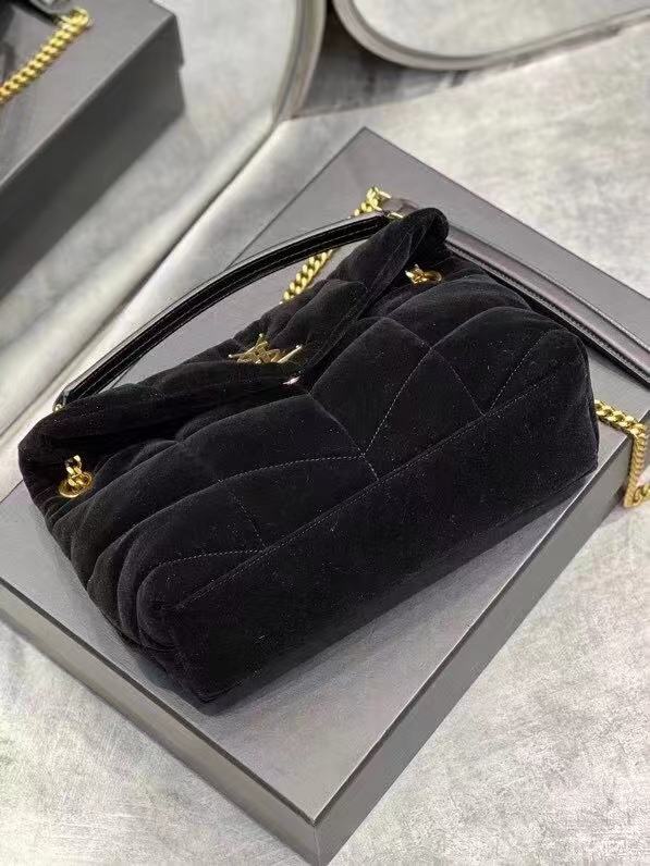 Yves Saint Laurent PUFFER SMALL BAG IN VELVET AND LAMBSKIN 747627 black Yves Saint Laurent PUFFER SMALL BAG IN VELVET AND LAMBSKIN 747627 black