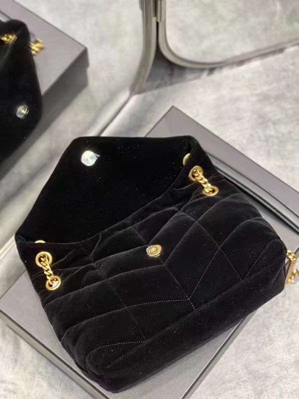 Yves Saint Laurent PUFFER SMALL BAG IN VELVET AND LAMBSKIN 747627 black Yves Saint Laurent PUFFER SMALL BAG IN VELVET AND LAMBSKIN 747627 black