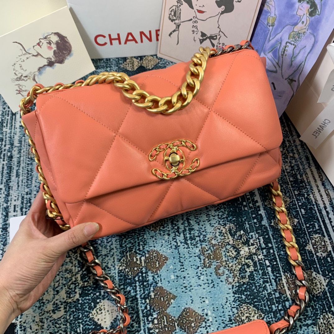 Chanel 19 flap bag Original Leather AS1160 AS1161 AS1162 Coral