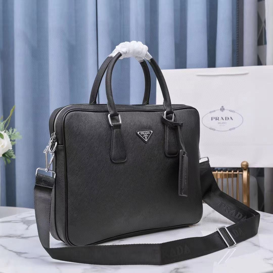 Prada Saffiano Leather Briefcase Bag 1BA238 Black