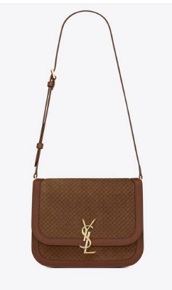 Yves Saint Laurent SOLFERINO MEDIUM SATCHEL IN LEATHER AND A BRAIDED SUEDE PRINT 02525 LIGHT BROWN