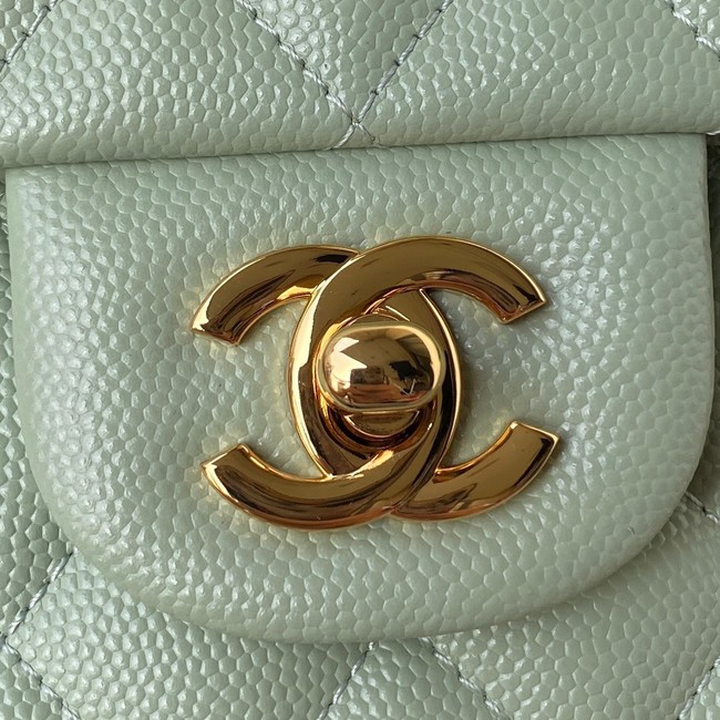Chanel Flap Shoulder Bag Grained Calfskin A01112 gold-Tone Metal green