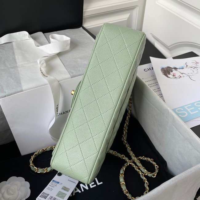 Chanel Flap Shoulder Bag Grained Calfskin A01112 gold-Tone Metal green