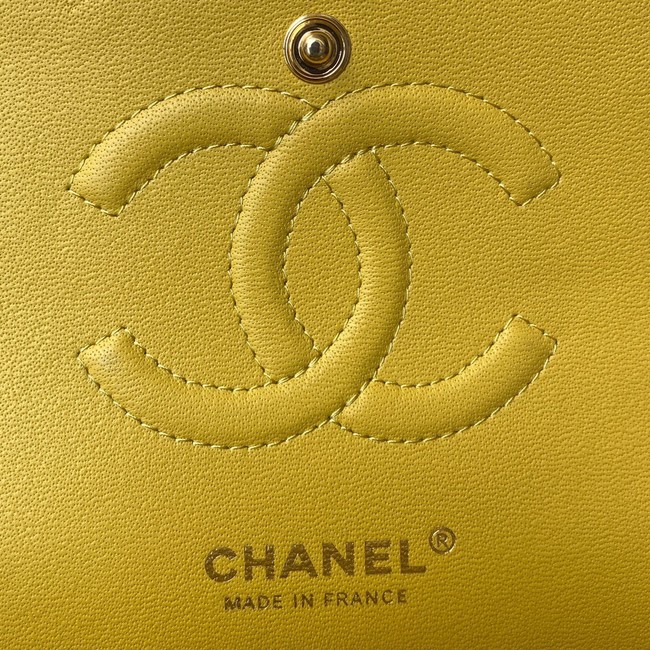 Chanel Flap Shoulder Bag Grained Calfskin A01112 gold-Tone Metal yellow