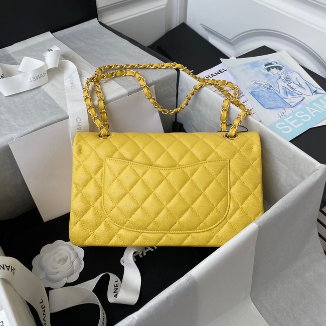 Chanel Flap Shoulder Bag Grained Calfskin A01112 gold-Tone Metal yellow