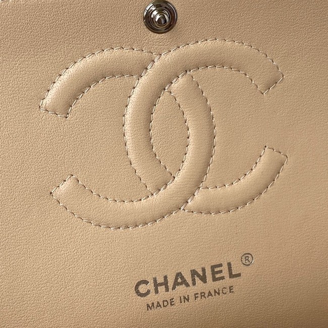 Chanel Flap Shoulder Bag Grained Calfskin A01112 silver-Tone Metal Apricot