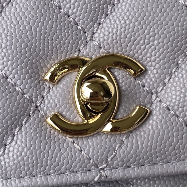 Chanel flap bag with top handle Grained Calfskin  gold-Tone Metal A92990 light purple